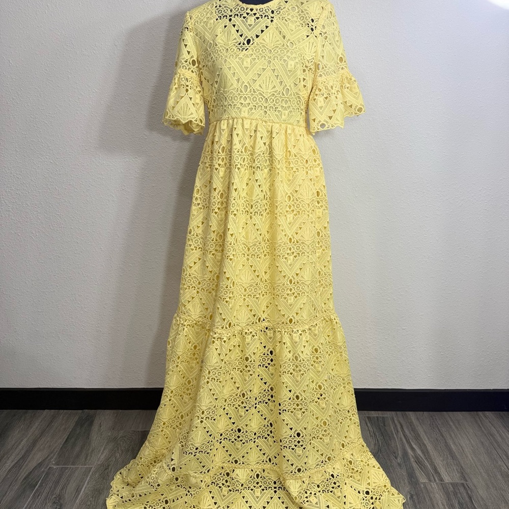 Perseverance Yellow Bell Sleeve Maxi Gown NWT